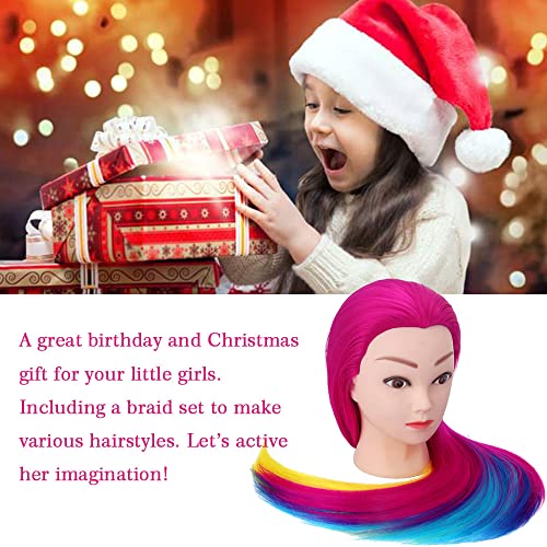 TopDirect 80cm/31.5 Zoll Übungskopf Frisierkopf Friseur 100% Synthetisches Haar Perückenkopf Puppenkopf Trainingsköpfe Friseurkopf Ausbildung Kopf mit Halter + DIY Haare Frisuren Set