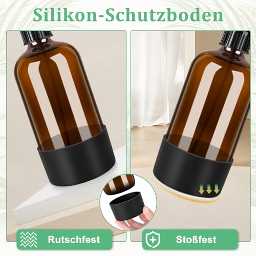 BELICOO 3 Stk 480ml Sprühflasche, Glas Pflanzensprühflasche, Sprühflaschen für Reinigung, Pflanzen, ätherische Öle, Haarpflege, nachfüllbare leere Sprühflasche mit justierbarer Düse für Spritz