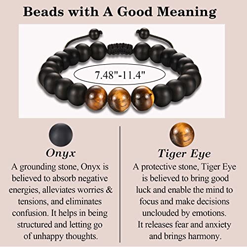 TEVOP 21st Birthday Gifts for Men, Tiger Eye Stone Bracelet 21st Birthday Gifts for Him Son Brother Grandson Friend, Perfect 21 Year Old Gift