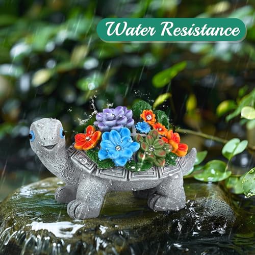 Linkax Geburtstagsgeschenk für Frauen Mama, Geburtstag Geschenke für Frauen Frau Freundin Mama Oma, Solar Gartenfiguren Schildkröte Gartendeko für Draußen Home Balkon Garten Deko mit 7 LED Licht