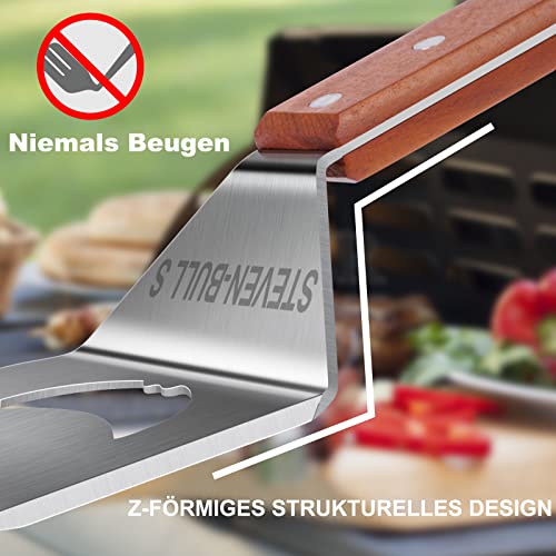 7 in 1 grillspachtel für Barbecue Grill, Multifunktion Grillbesteck mit Holzgriff, Eingebaute grillbesteck-set-Funktion,Kreativer Grillwender, Einzigartige Grillwerkzeuge, Grillen Geschenke für Männer