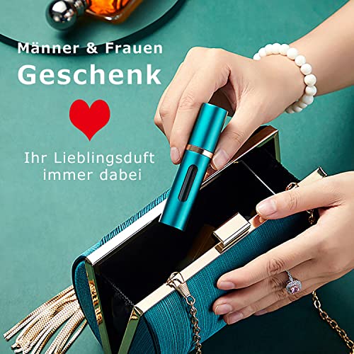Travelofo Parfümzerstäuber Nachfüllbar, Leer Reise Parfüm Zerstäuber Mini Portable Sprühflasche mit Fenster für Unterwegs, 8ml (Schwarz & Grau)