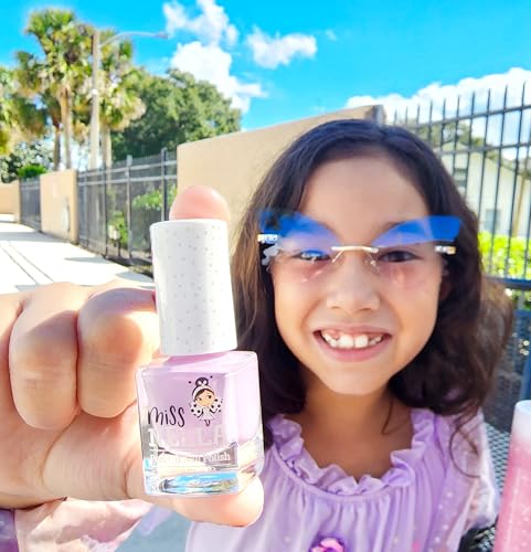 Miss Nella PURPLE UNICORN-Peel Off, geruchsneutral, Wasserbasis & Safe für Kinder Nagellack-Pack 3- Sweet Lavender (glitter), Butterfly Wings (glitter) & Little Poppet
