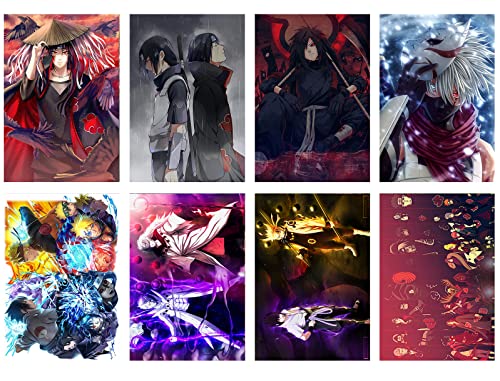 TuYines Naruto Anime Manga Poster Set - 8 Stück Groß, Wandbilder Vintage | Versand Gerollt in Stabilem Umkarton