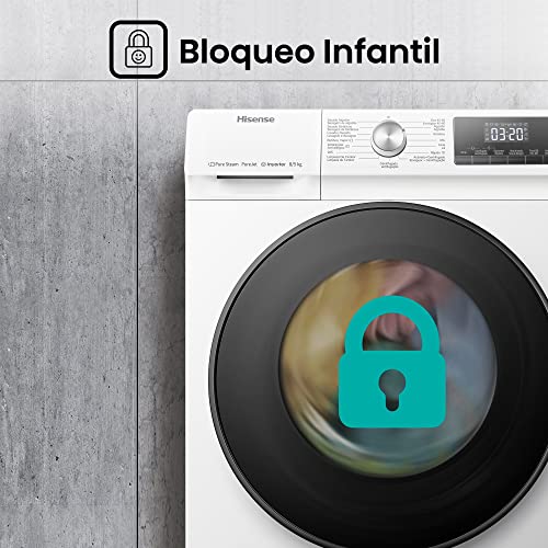 Hisense WDQA8014EVJM 60cm Freestanding 8 KG Front Load Washer Dryer - 1400 RPM - Pure Steam - PureJet - Pause and Add - Inverter Motor - White