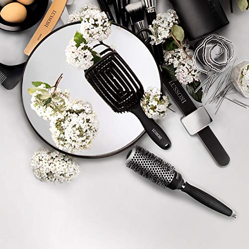 TB Tools for Beauty T4B LUSSONI Schwarz breiter, praktischer und professioneller Friseur-Handspiegel 28 cm für Salons, Friseure, Kosmetikerinnen, Damen Herren