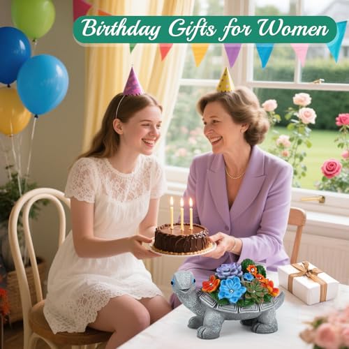 Linkax Geburtstagsgeschenk für Frauen Mama, Geburtstag Geschenke für Frauen Frau Freundin Mama Oma, Solar Gartenfiguren Schildkröte Gartendeko für Draußen Home Balkon Garten Deko mit 7 LED Licht
