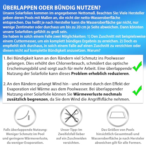 Miganeo Premium Solarplane Ø 366 cm rund | schwarz/blau | Solarfolie für Pool | Poolheizung
