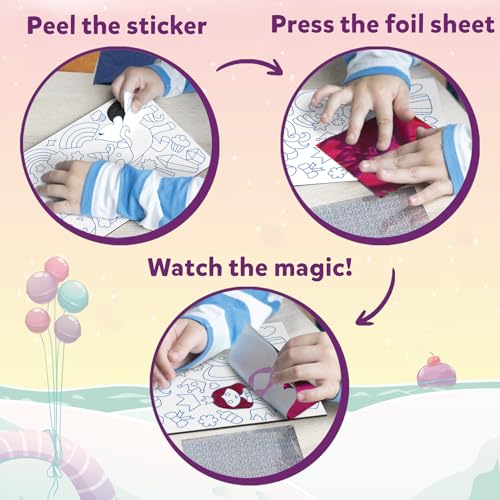 Skillmatics Art & Craft Activity - Foil Fun Unicorns & Princesses, No Mess Art for Kids, Craft Kits, DIY Creative Activity, Gifts for Girls & Boys Ages 4, 5, 6, 7, 8, 9, Travel Toys