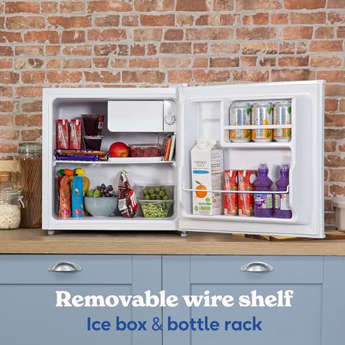 Russell Hobbs Table Top Larder Mini Fridge 43 Litre Capacity, Reversible Door & Adjustable Feet, Small Fridge, Manual Temperature Control, Ice Box, White RHTTF0E1W