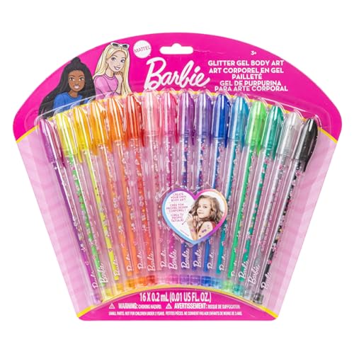 16-teiliges set mit Glitzerstiften zum Bemalen des Körpers in glitzernden und leuchtenden Farben von Townley Girl, für Kinder ab 3 Jahren (Barbie)