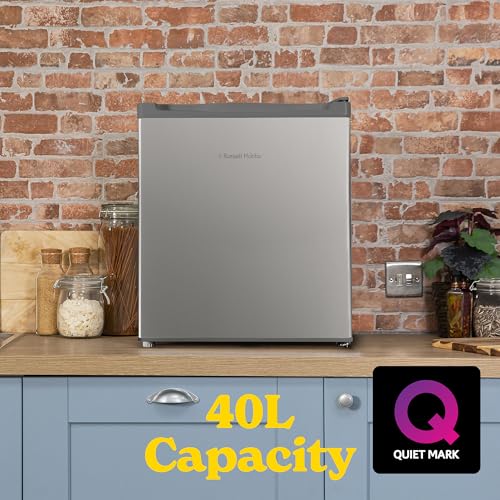 Russell Hobbs Table Top Larder Mini Fridge 40L Capacity, Quiet Running 39DB, Reversible Door, 0 to 8 Degrees Manual Temperature Control, Stainless Steel Effect RHTTLF2E1SS