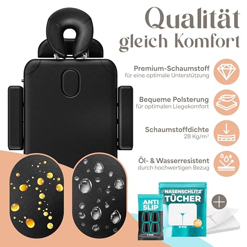 KESSER® Mobile Massageliege klappbar & höhenverstellbar 3 Zonen Massagebett Massagetisch Kosmetikliege Breit Therapieliege Aluminium + 10x Gesichtsauflage mit Kopfstütze Armlehnen & Tasche Schwarz