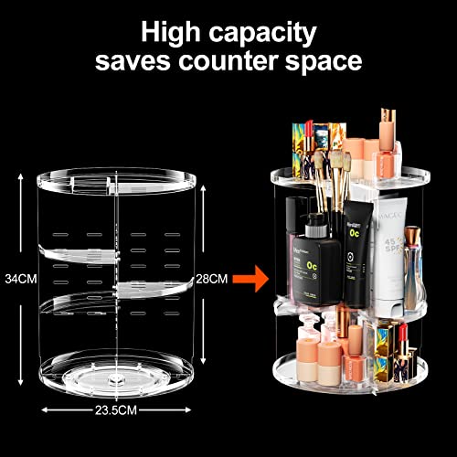 Newaner Make Up Kosmetik Organizer, 360 Drehung Lippenstift-Organizer Kosmetische Aufbewahrungsbox Desktop für Dresser Badezimmer Schlafzimmer, Transparent Kommode aus Kunststoff