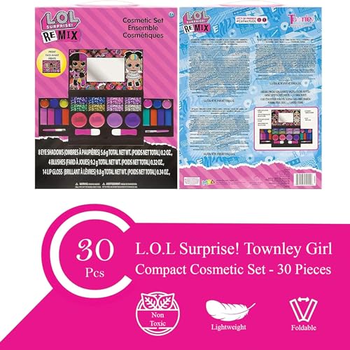 L.O.L Überraschung! All-in-One Kids Kosmetik Kompakt Set Waschbarer Lippenglänz Augen Wange Schimmer Pinsel Bunte Schönheit Set für Mädchen Kinder Alter 3+ von Townley Girl
