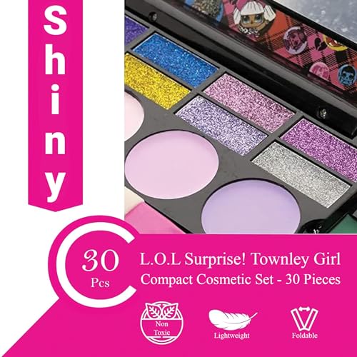 L.O.L Überraschung! All-in-One Kids Kosmetik Kompakt Set Waschbarer Lippenglänz Augen Wange Schimmer Pinsel Bunte Schönheit Set für Mädchen Kinder Alter 3+ von Townley Girl