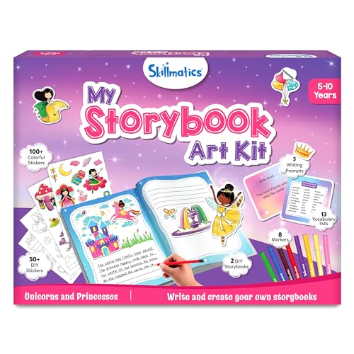 Skillmatics Storybook Art Kit - Create Fairytale Stories, DIY Craft & Writing Kit with 300+ Stickers, Scrapbooking & Journal Activity, Gifts for Kids Ages 5, 6, 7, 8, 9, 10