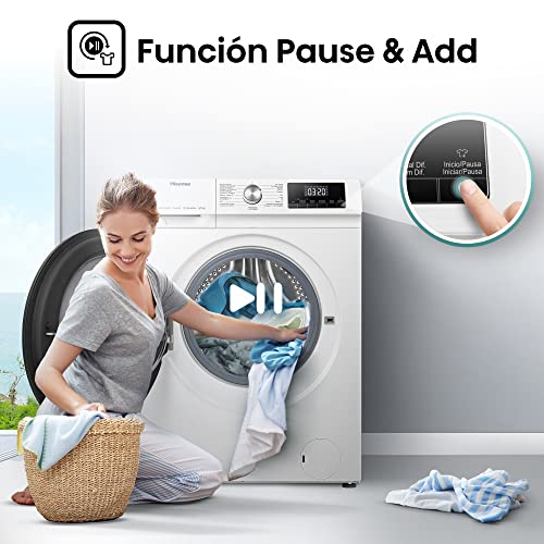 Hisense WDQA8014EVJM 60cm Freestanding 8 KG Front Load Washer Dryer - 1400 RPM - Pure Steam - PureJet - Pause and Add - Inverter Motor - White