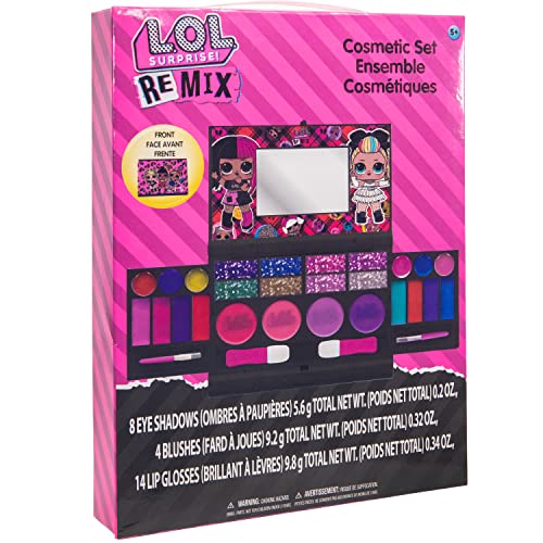 L.O.L Überraschung! All-in-One Kids Kosmetik Kompakt Set Waschbarer Lippenglänz Augen Wange Schimmer Pinsel Bunte Schönheit Set für Mädchen Kinder Alter 3+ von Townley Girl
