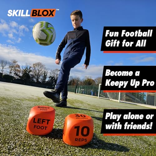 SKILL BLOX Football Keepy Up Training Dice (2 pcs) - Football Gifts for Boys and Girls - Soccer Skills. (SKILLBLOX KEEPY UP DICE)