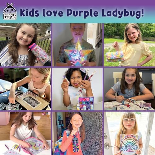 PURPLE LADYBUG Decorate Your Own Mosaic Photo Frame Craft Kits for Kids Age 6+ - 7 Year Old Girl Gifts, Birthday Gifts for 10 Year Olds Girls, DIY Arts and Crafts Activity for Kids Ages 6-10