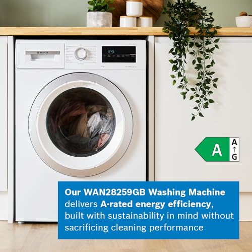 Bosch WAN28259GB Series 4, Freestanding Washing Machine, Front Loader, A Rated, 9 kg, 1400 rpm, Iron Assist, Speed Programme, White
