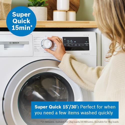 Bosch WAN28259GB Series 4, Freestanding Washing Machine, Front Loader, A Rated, 9 kg, 1400 rpm, Iron Assist, Speed Programme, White