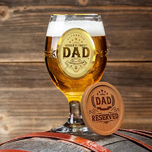 CROWNLY CRYSTAL® Personalized Beer Glass Birthday Gifts for Dad from Daughter or Son Daddy Gift Ideas for Men