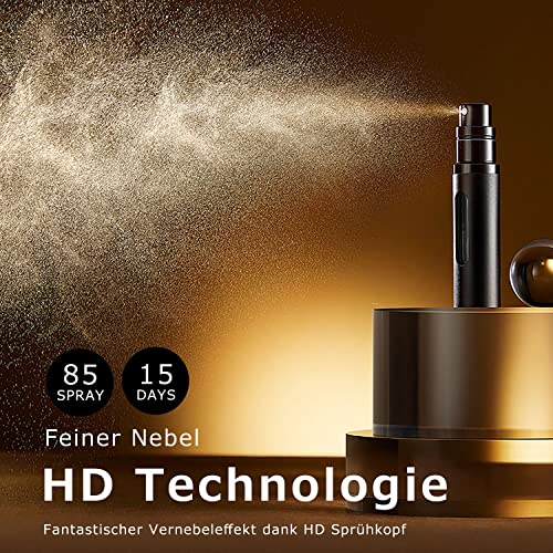 Travelofo Parfümzerstäuber Nachfüllbar, Leer Reise Parfüm Zerstäuber Mini Portable Sprühflasche mit Fenster für Unterwegs, 8ml (Schwarz & Grau)