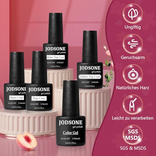 JODSONE Gel Nagellack Set mit U V Licht 36 PCS Klassisch Schwarz und Weiß Nackt und Blau Lila Gel Lack Set mit Maniküre Werkzeugen Geeignet für alle Jahreszeiten Das perfekte Geschenk