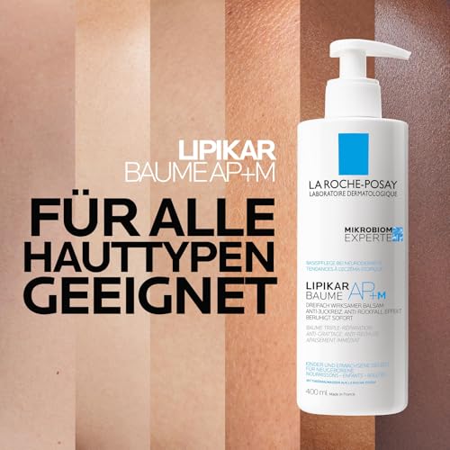 La Roche Posay Bodylotion für trockene, zu Neurodermitis neigende Haut, Stärkt Mikrobiom, Mildert Juckreiz, Mit Niacinamid und Sheabutter, Lipicar Baume AP + M, 400 ml