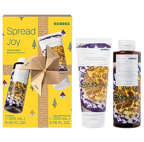 KORRES THYME HONEY Körperpflege Geschenkset für Damen und Herren, Pflegeset zum Vorteilspreis, pflegendes Duschgel 250 ml + Bodymilk 200 ml, vegan