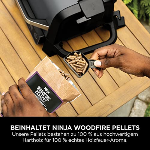 Ninja Woodfire Electric BBQ Grill & Smoker & Air Fryer, 7-in-1 Outdoor BBQ Grill, Air Fry, Smoke, Roast, Bake and more, Weather Resistant, Non-Stick, Portable, Electric, Grey/Black OG701EU