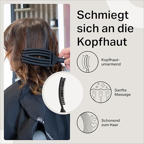 Olivia Garden Fingerbrush Care Iconic - Medium - Schwarz - Detangler Bürste mit Wildschweinborsten & Nylon für gesundes und glänzendes Haar