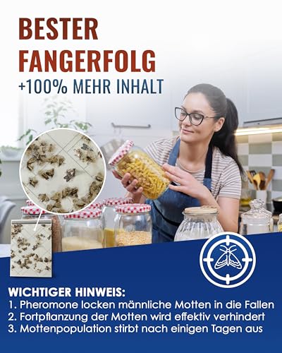 PIC Lebensmittelmotten Falle - 12 Lebensmittelmottenfallen - Mottenfalle mit Pheromon für ideale Wirkung - Mottenfalle Lebensmittel - Effektive Klebefallen zur Befallsermittlung von Lebensmittelmotten
