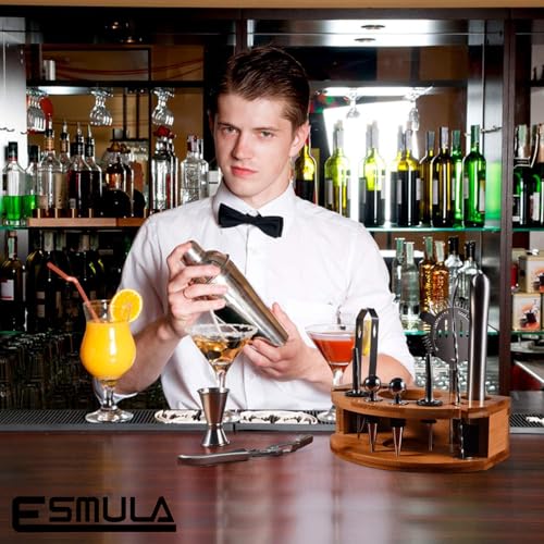 Cocktail Shaker Set,Esmula 750ML 12 Teiliges Edelstahl Barkeeper Kit Geschenk für Männer, Frauen, Freunde, Home Stylish Bar Tool Set mit Cocktail Rezeptheft (Silber)