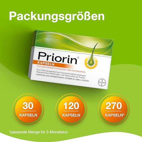 Priorin Kapseln - Haarkapseln mit Nährstoffen für die Haarwurzeln - bei hormonell erblich bedingtem Haarausfall und Haarwachstumsstörungen - 1 x 120 Kapseln