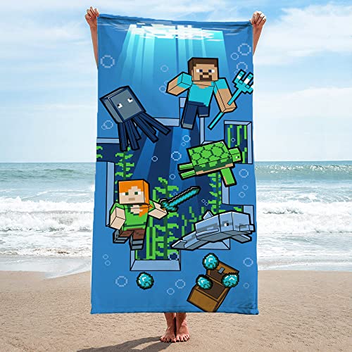 Jay Franco Minecraft Unterwasserabenteuer 71cm x 147cm Strandtuch aus 100% Baumwollfrottee
