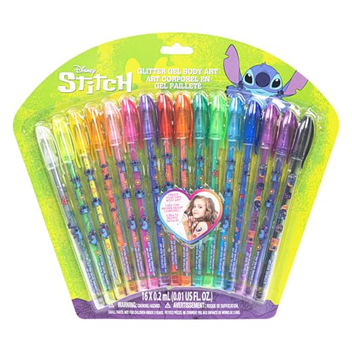16-teiliges set mit Glitzerstiften zum Bemalen des Körpers in glitzernden und leuchtenden Farben von Townley Girl, für Kinder ab 3 Jahren (Stitch)