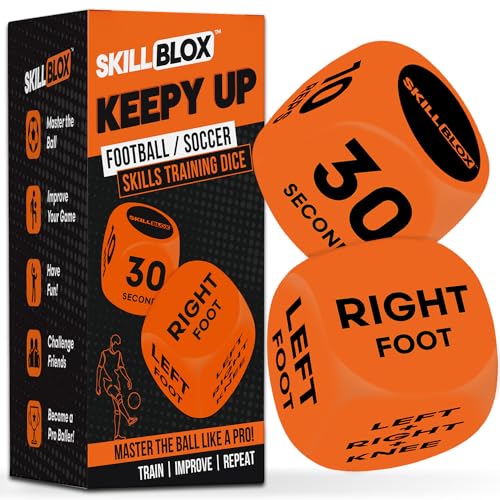 SKILL BLOX Football Keepy Up Training Dice (2 pcs) - Football Gifts for Boys and Girls - Soccer Skills. (SKILLBLOX KEEPY UP DICE)