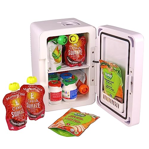 Koolatron 6L Cosmetic Mini Fridge for Bedrooms 12V Compact Portable Vanity Small Car Refrigertor for Makeup Skincare Beauty Fridges with Dimmable LED Light Mirror Ideal for Girls Kids Desk Home White