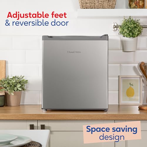 Russell Hobbs Table Top Larder Mini Fridge 40L Capacity, Quiet Running 39DB, Reversible Door, 0 to 8 Degrees Manual Temperature Control, Stainless Steel Effect RHTTLF2E1SS