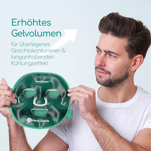 Medi Grade Kühlmaske Gesicht und Kühlende Augenpads – Augenmaske Kühlend mit Geltechnologie, Gesicht, Augen, Augenringe entfernen, Reduziert Schwellungen, Dunkle Ringe, mit Kühltasche
