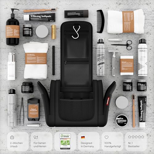 Kulturbeutel [Design 2025] zum Aufhängen für Damen, Herren & Kinder [7 Liter Stauraum], 3-in-1 Kulturtasche, Kosmetikkoffer, Kosmetiktasche für Männer & Frauen, Reise Waschtasche, Waschbeutel