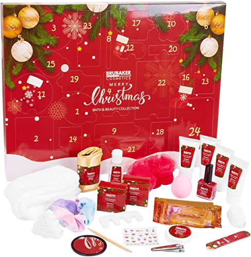 BRUBAKER Cosmetics Beauty Adventskalender 2024 - der XXL Wellness Weihnachtskalender für Frauen und Mädchen - 24 x Körperpflege Produkte & Spa Accessoires - Rot