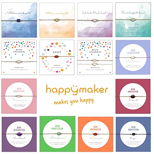 happymaker - Armbänder für Frauen und Mädchen, handgefertigt aus Miyuki Perlen mit Geschenkverpackung, Freundschaftsarmband 3er Set für beste Freundinnen