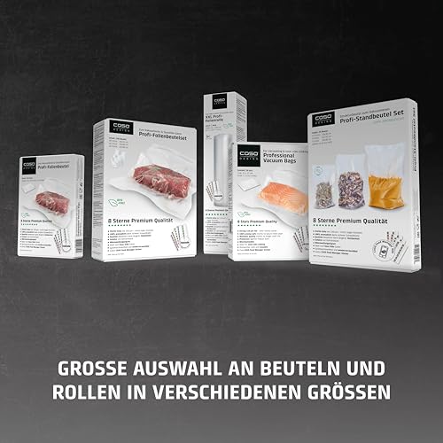 CASO 8 Sterne Profi- Folienbeutel 20x30 cm / 50 Beutel, Vakuumierbeutel für alle Vakuumierer, sehr stark & reißfest ca. 150µm, Vakuumbeutel Lebensmittel Vakuumiergerät, Sous Vide, BPA-frei