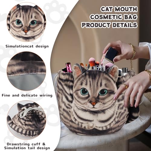 Katzen Kosmetiktasche Kordelzug,Schminktasche Groß,Tragbare Make up Organizer Tasche,Reise Aufbewahrungstasche,Geschenke FüR Katzenliebhaber