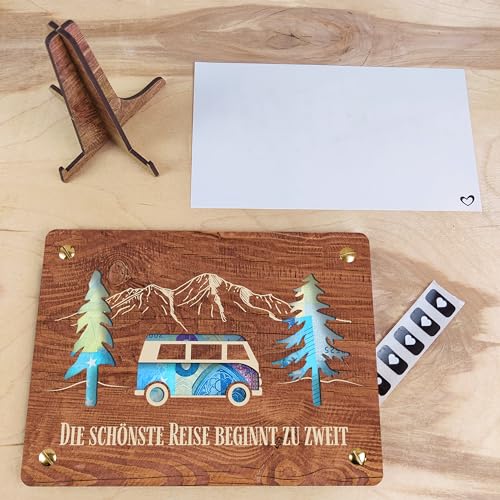 Hochzeitsgeschenk - XL Geldgeschenk aus Holz inkl. Ständer | Flitterwochen - Hochzeitstag, Hochzeitskarte Holz, Hochzeitsgeschenke Für Brautpaar, Hochzeitskarten Glückwunschkarten, Hochzeitskarten
