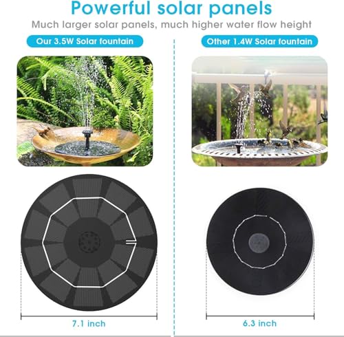 AISITIN 3,5W Solar Springbrunnen Solar Teichpumpe mit Solar Panel Eingebaute Batterie Wasserpumpe Solar Schwimmender Fontäne Pumpe mit 6 Fontänenstile für Garten, Vogel-Bad,Teich,Fisch-Behälter